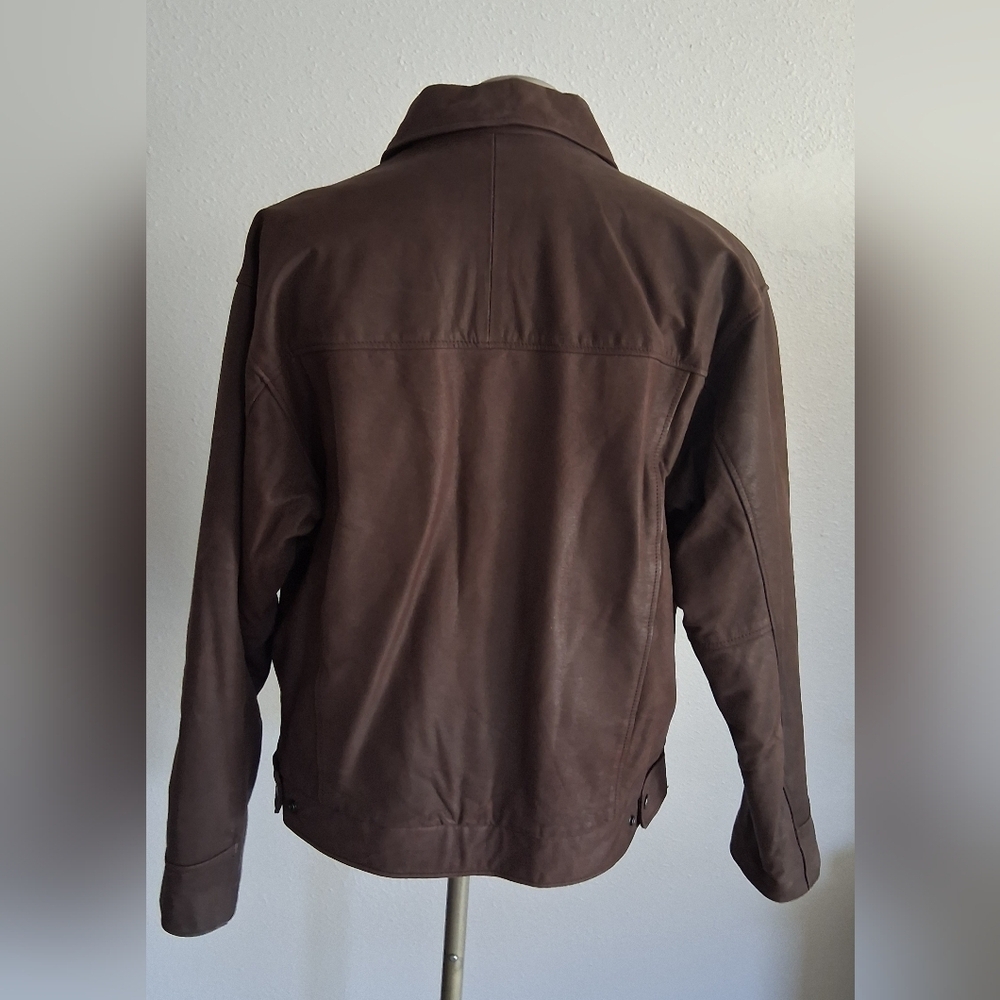 Men's Towne By London Fog Stylish Brown Leather Jacket - Picture 3 of 10
